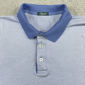Marbas Polo Shirt Mens XL Blue Filo di Scozia Cotton Micro Check Made in Italy